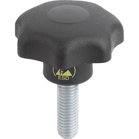 Kipp Star Grip Antistatic To DIN6336 D1=40 D=M08X25, Form:L, Thermoplastic Black Ral9011, Comp:Steel K0155.11408124X25